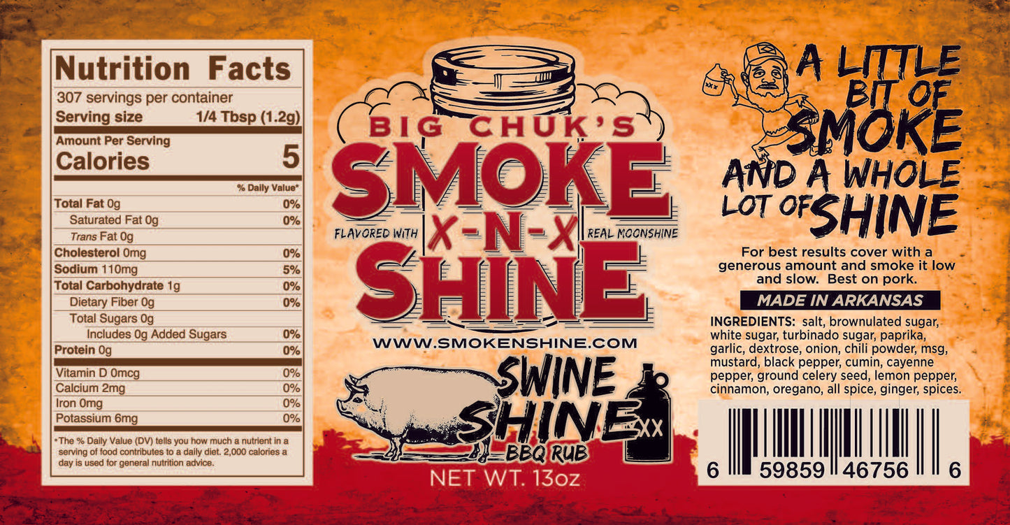 Smoke N Shine's "Swine Shine"  Sweet Heat BBQ Rub13OZ